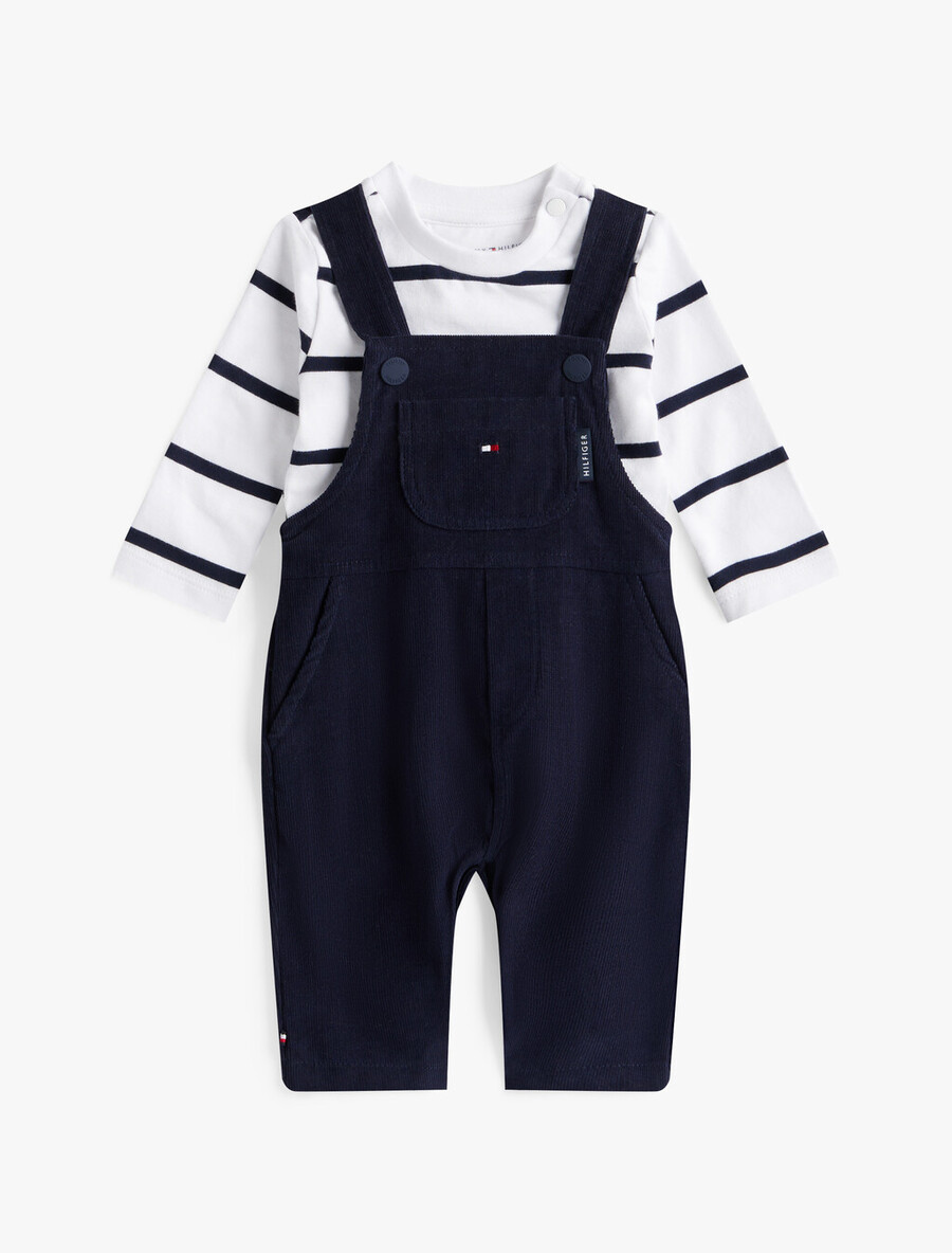 set aus cord-latzhose und langarmshirt