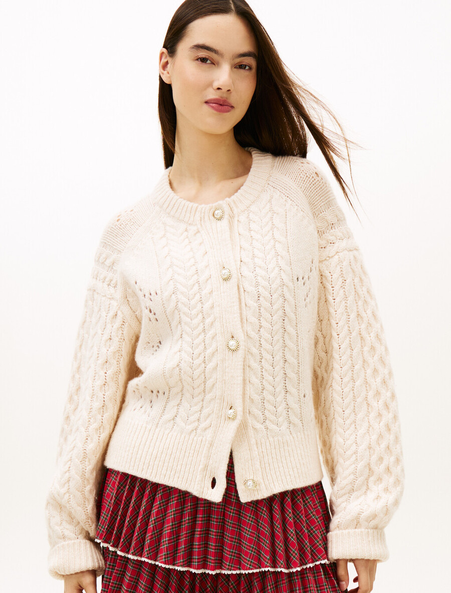 tommy girl zopfstrickjacke