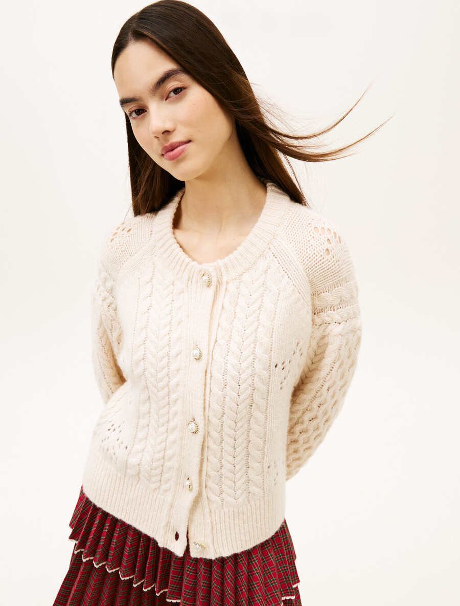 tommy girl zopfstrickjacke