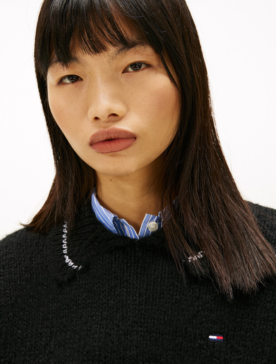 argyle oversized polo pullover mit alpaka-muster