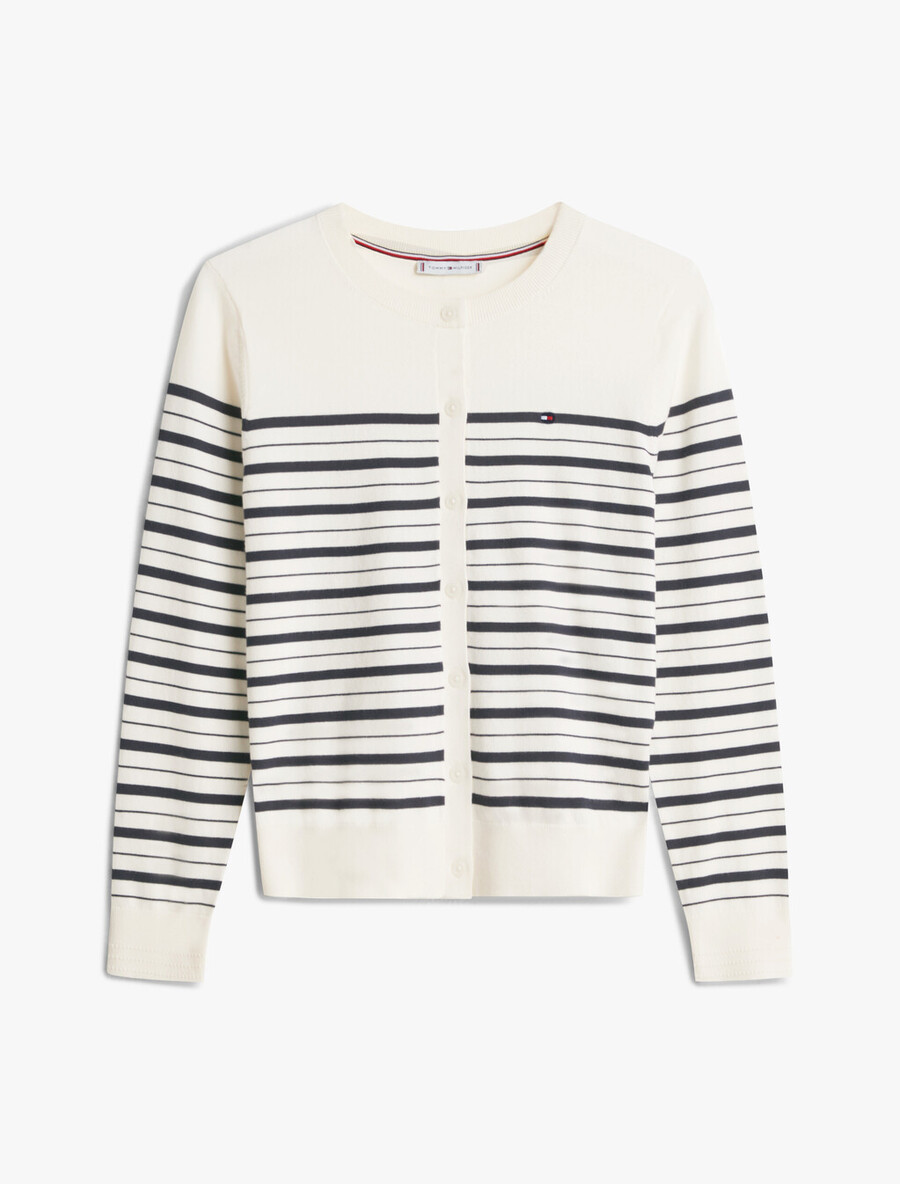 jersey-strickjacke mit rundhalsausschnitt