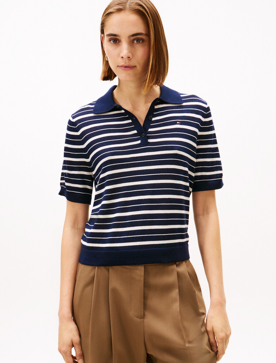 kurzarm-polopullover mit seide