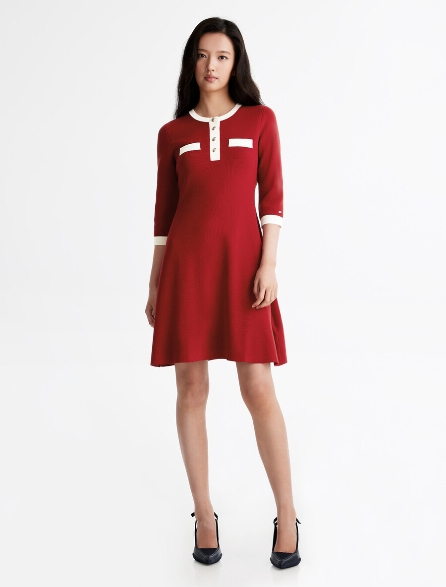 henley-kleid in fit flare-optik