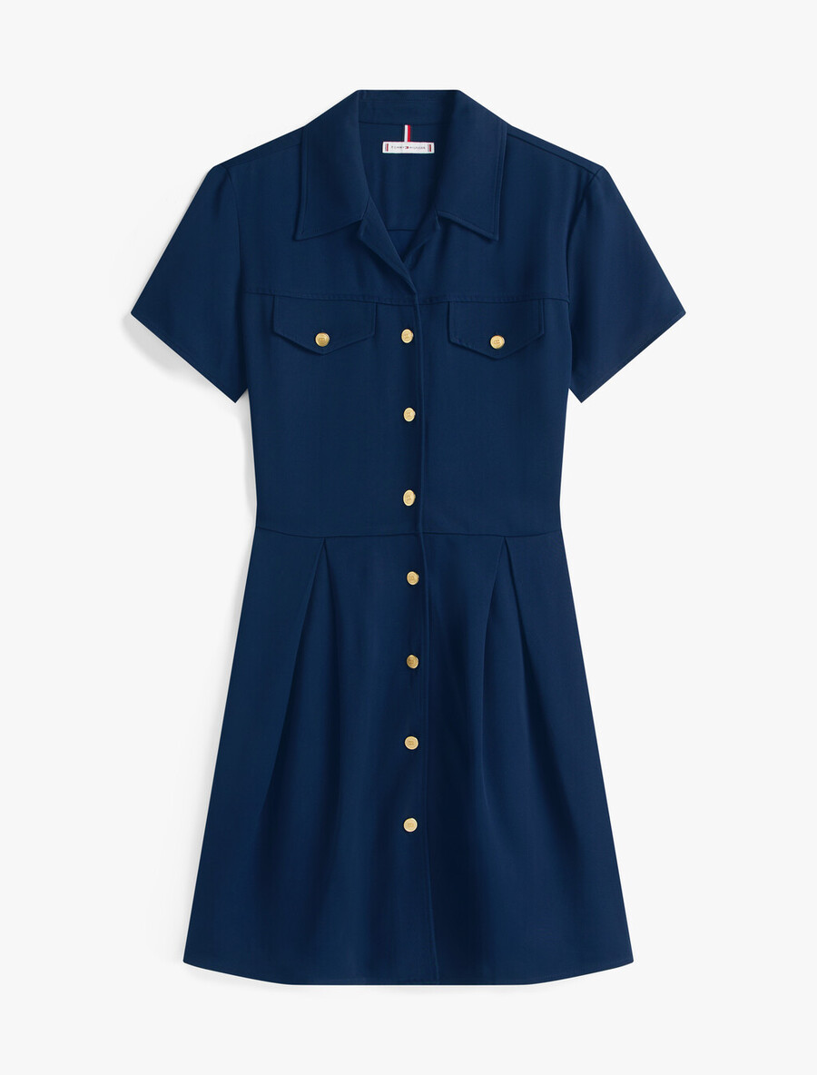 minikleid aus viskose-twill tailliert und ausgestellt