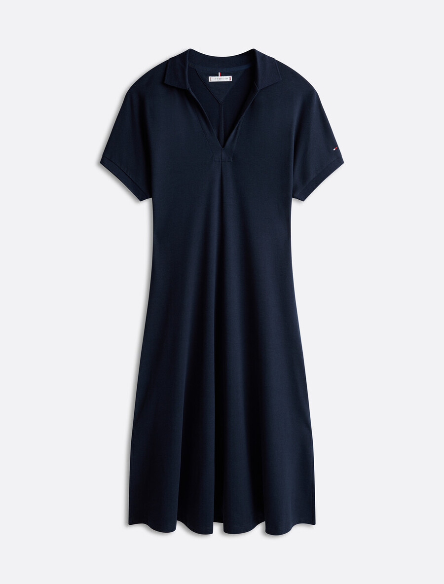 asia fit lyocell midikleid mit offenem halsausschnitt