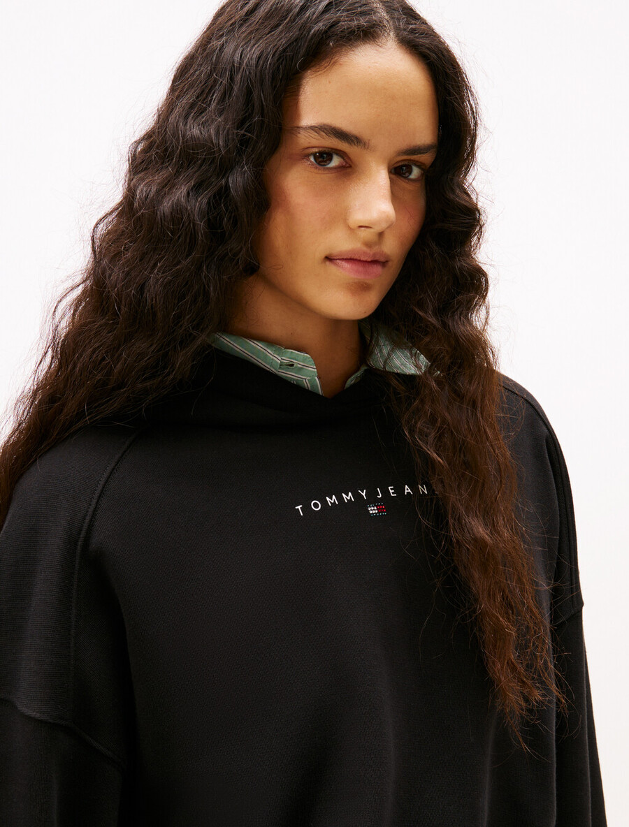 kurzer hoodie mit strass-logo