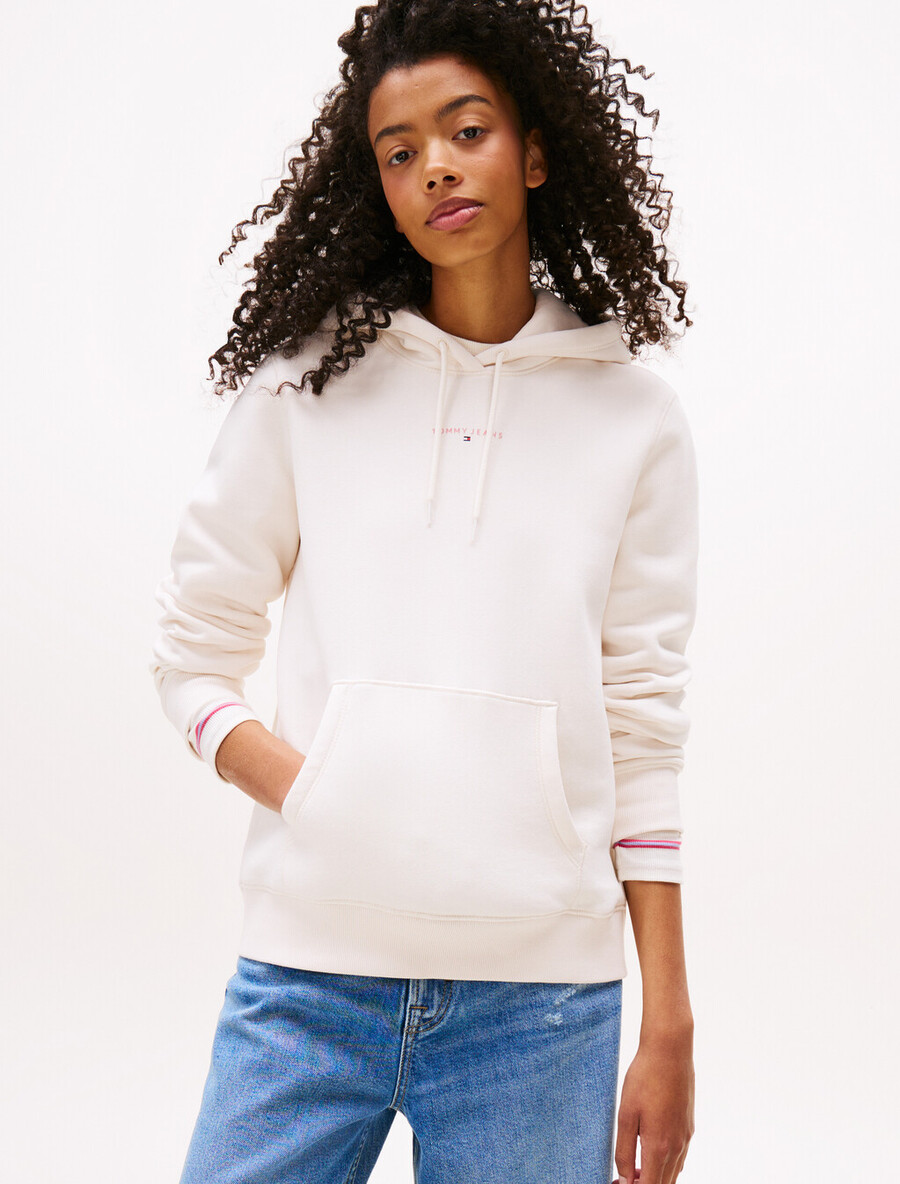 fleece-hoodie mit linearem logo