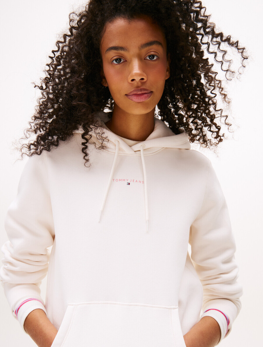 fleece-hoodie mit linearem logo
