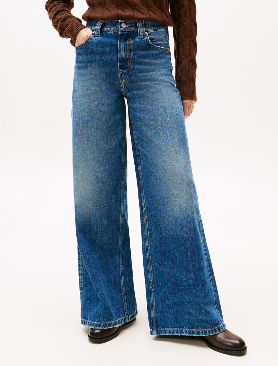 70er-jahre high-rise-jeans mit weitem bein