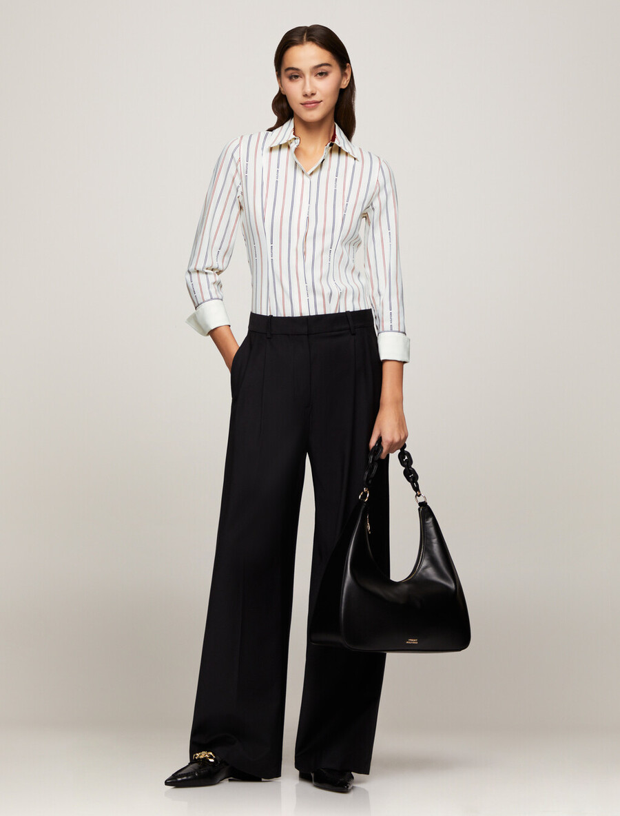 asia fit logo stripe slim shirt