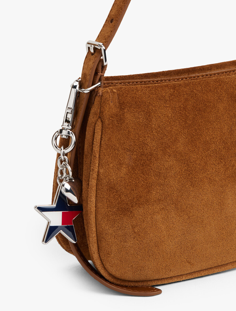 tommy girl wildleder-schultertasche
