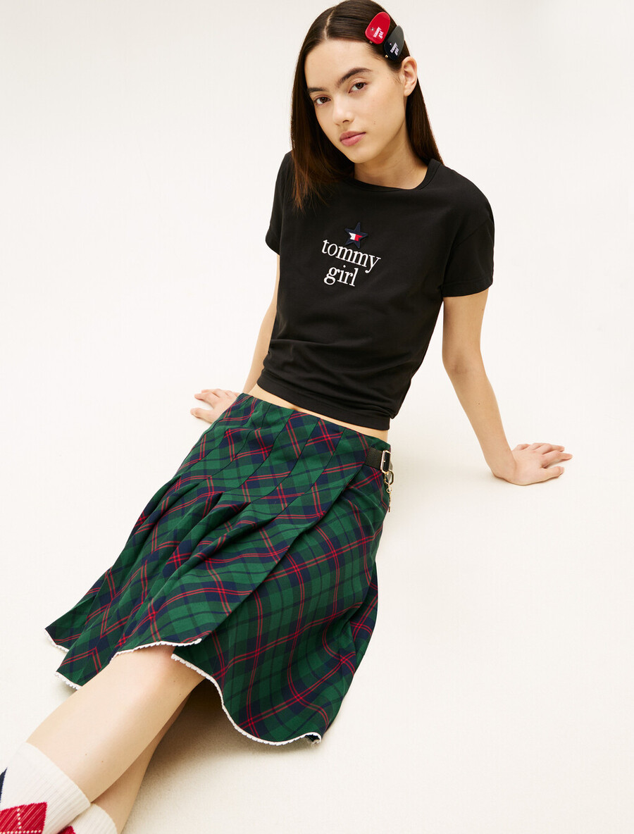 tommy girl tartan plissee-midirock
