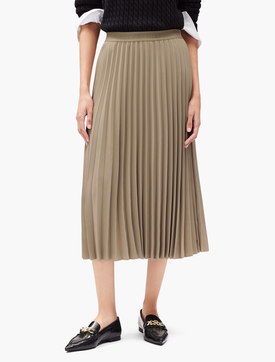 twill midi-faltenrock