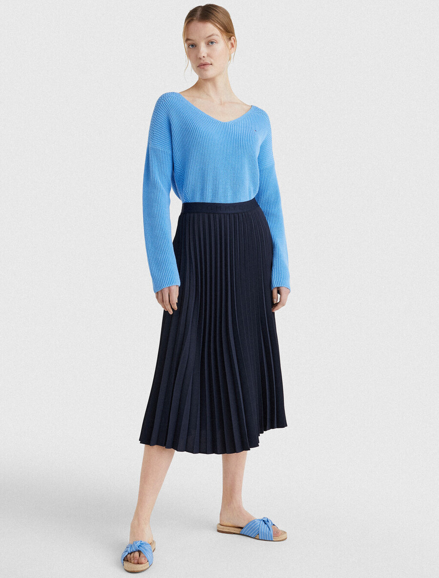 twill midi-faltenrock