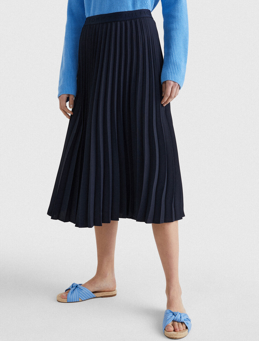 twill midi-faltenrock