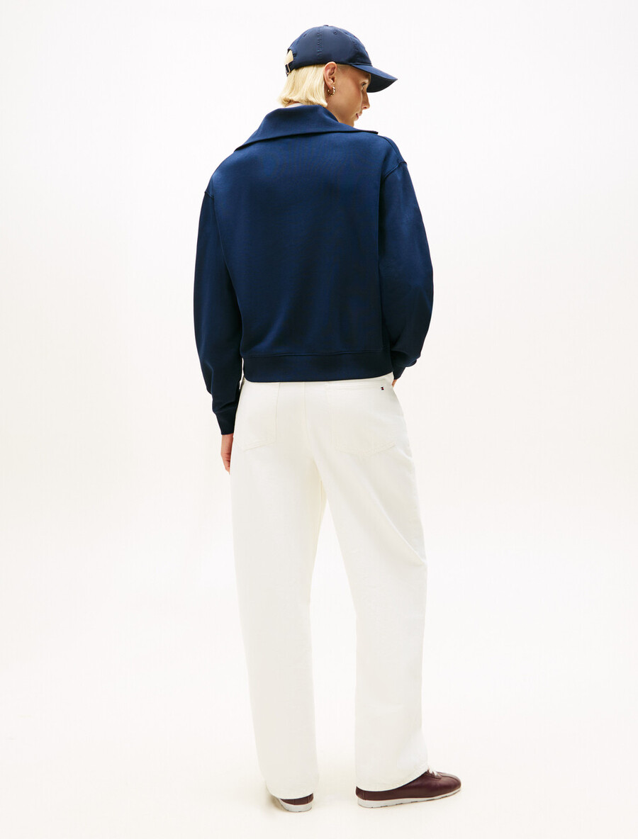 frottee-pullover mit logostickerei und halbem reißverschluss