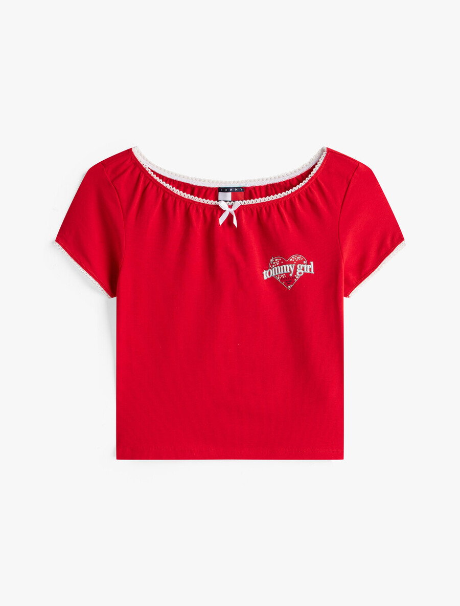 tommy girl logo slim cropped t-shirt