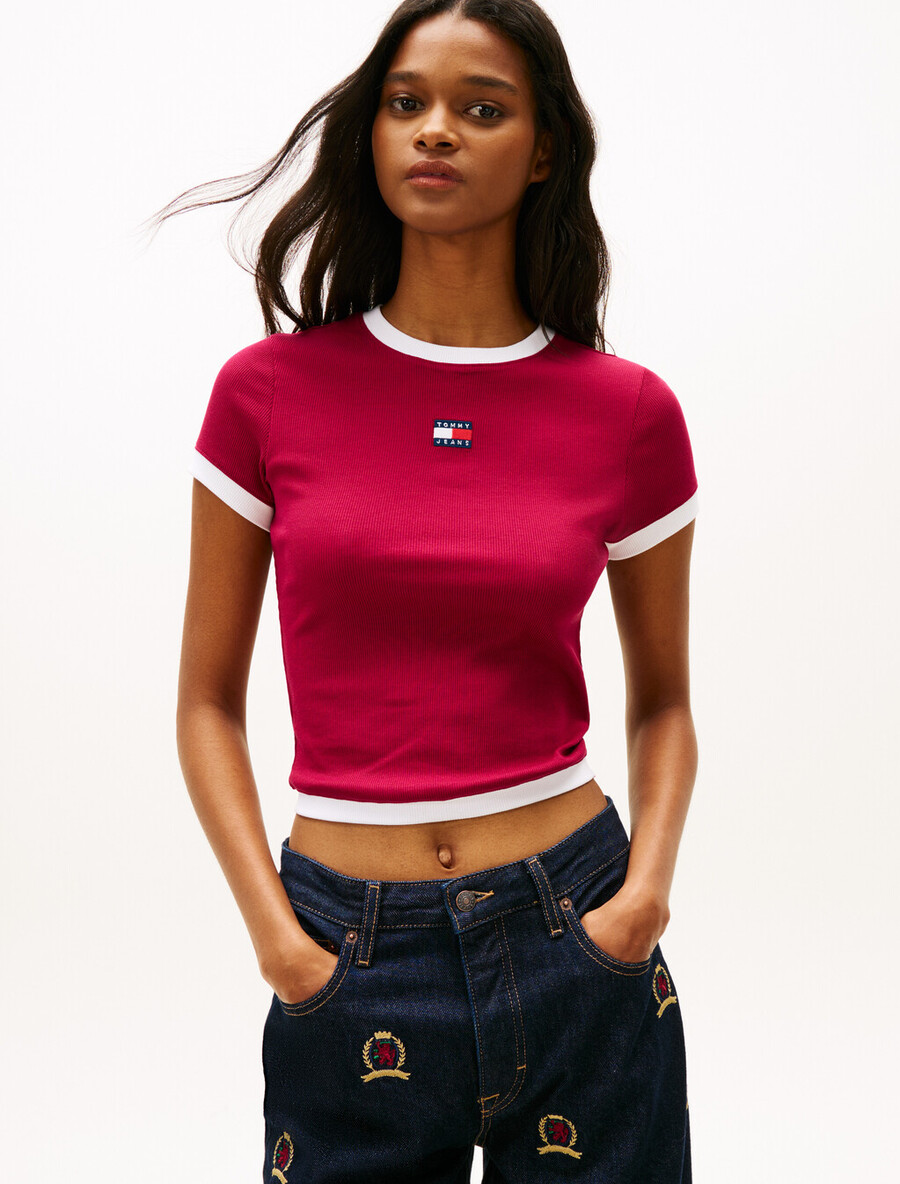 tommy badge rippstrick-t-shirt