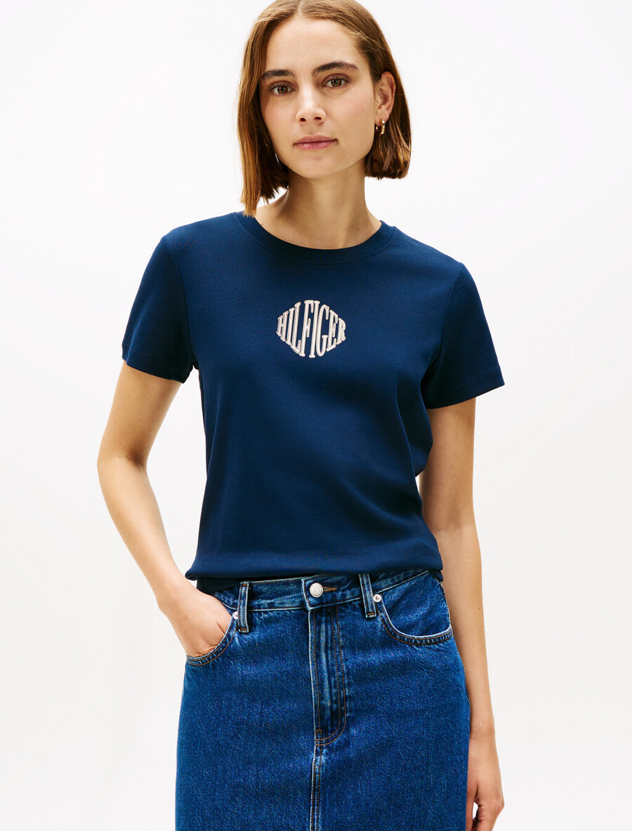 logo-t-shirt mit rundhalsausschnitt