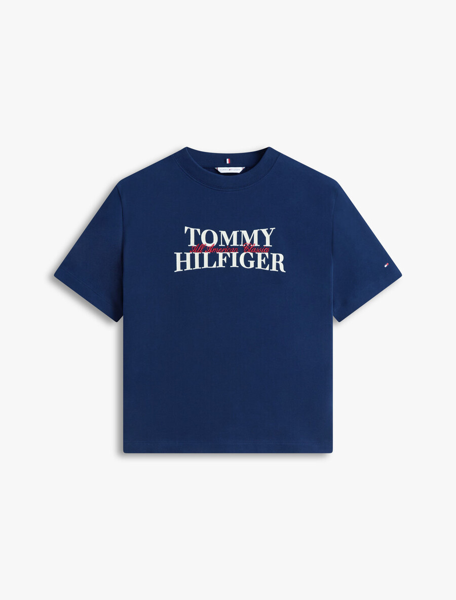 klassisches t-shirt mit flocklogo und lässiger passform