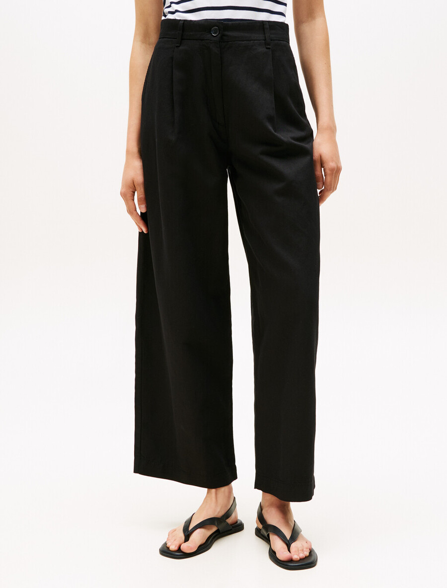 asia fit tencel leinen weite bein hose