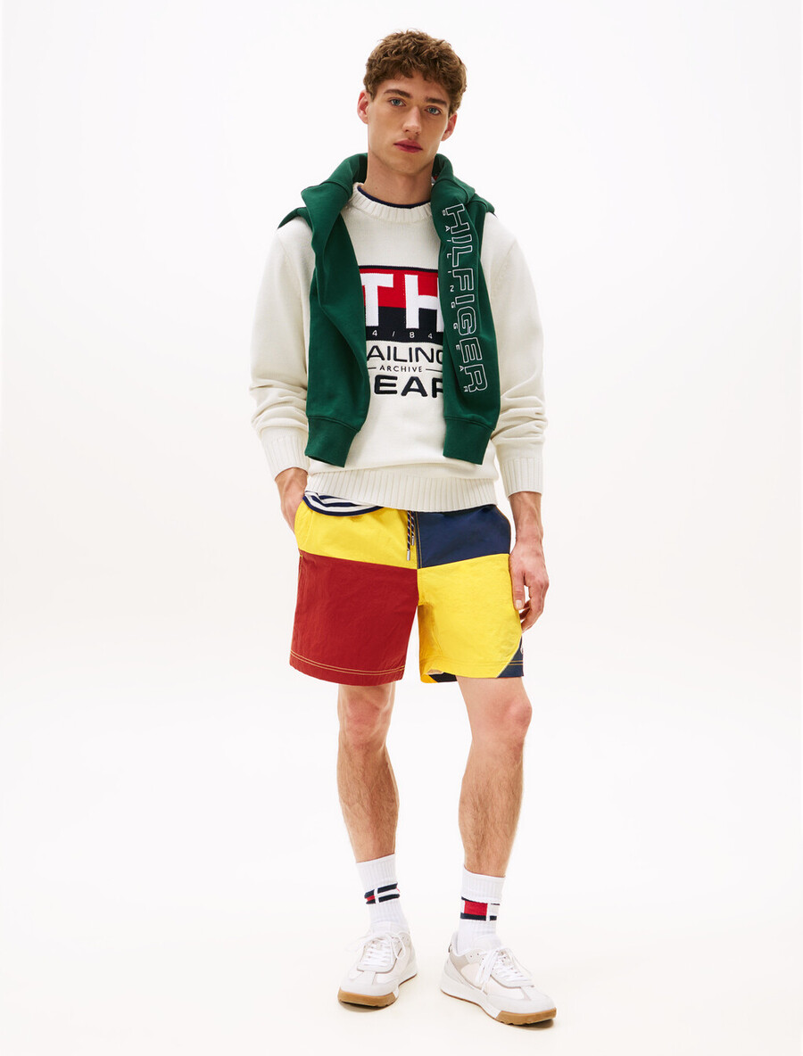 hilfiger segelpullover mit rippstrick-intarsienlogo