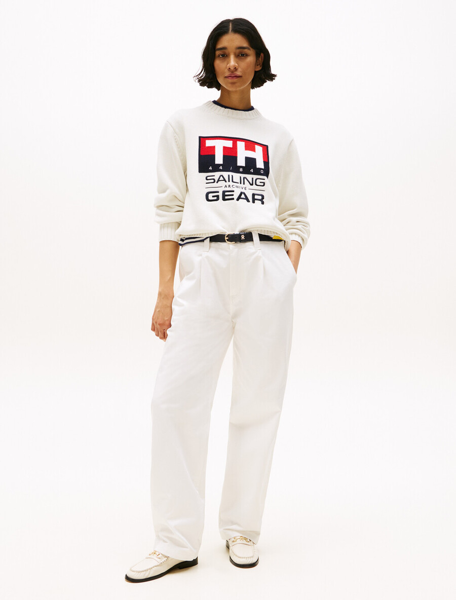 hilfiger segelpullover mit rippstrick-intarsienlogo