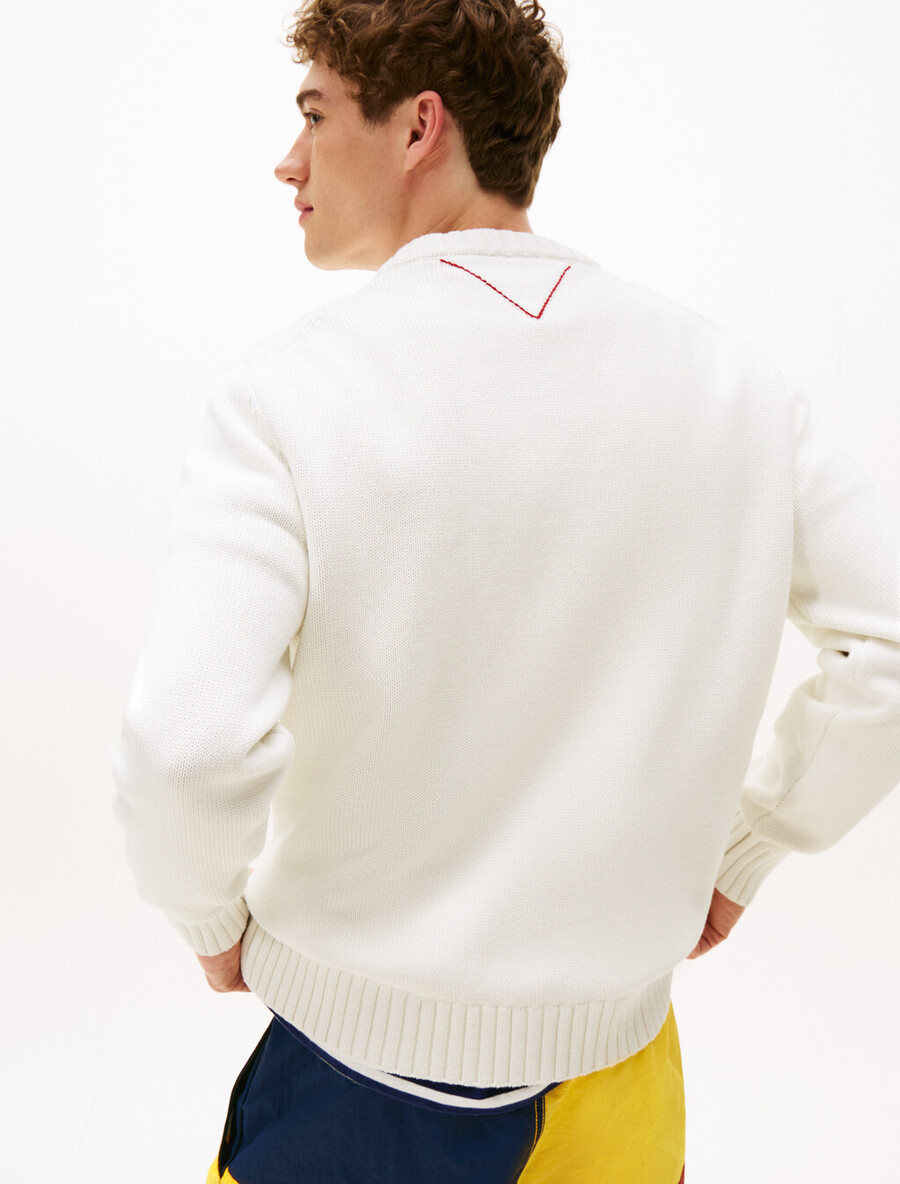 hilfiger segelpullover mit rippstrick-intarsienlogo