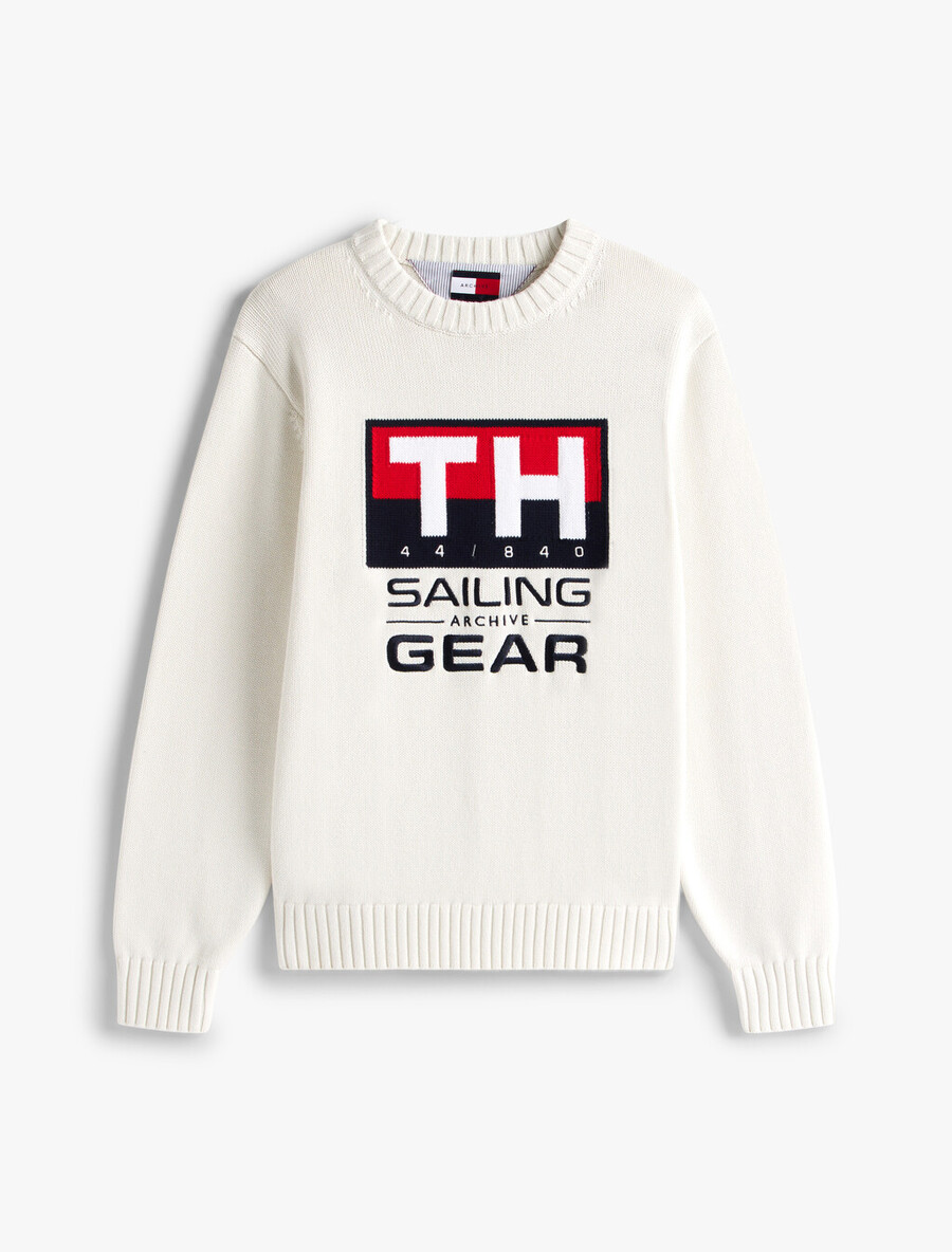 hilfiger segelpullover mit rippstrick-intarsienlogo