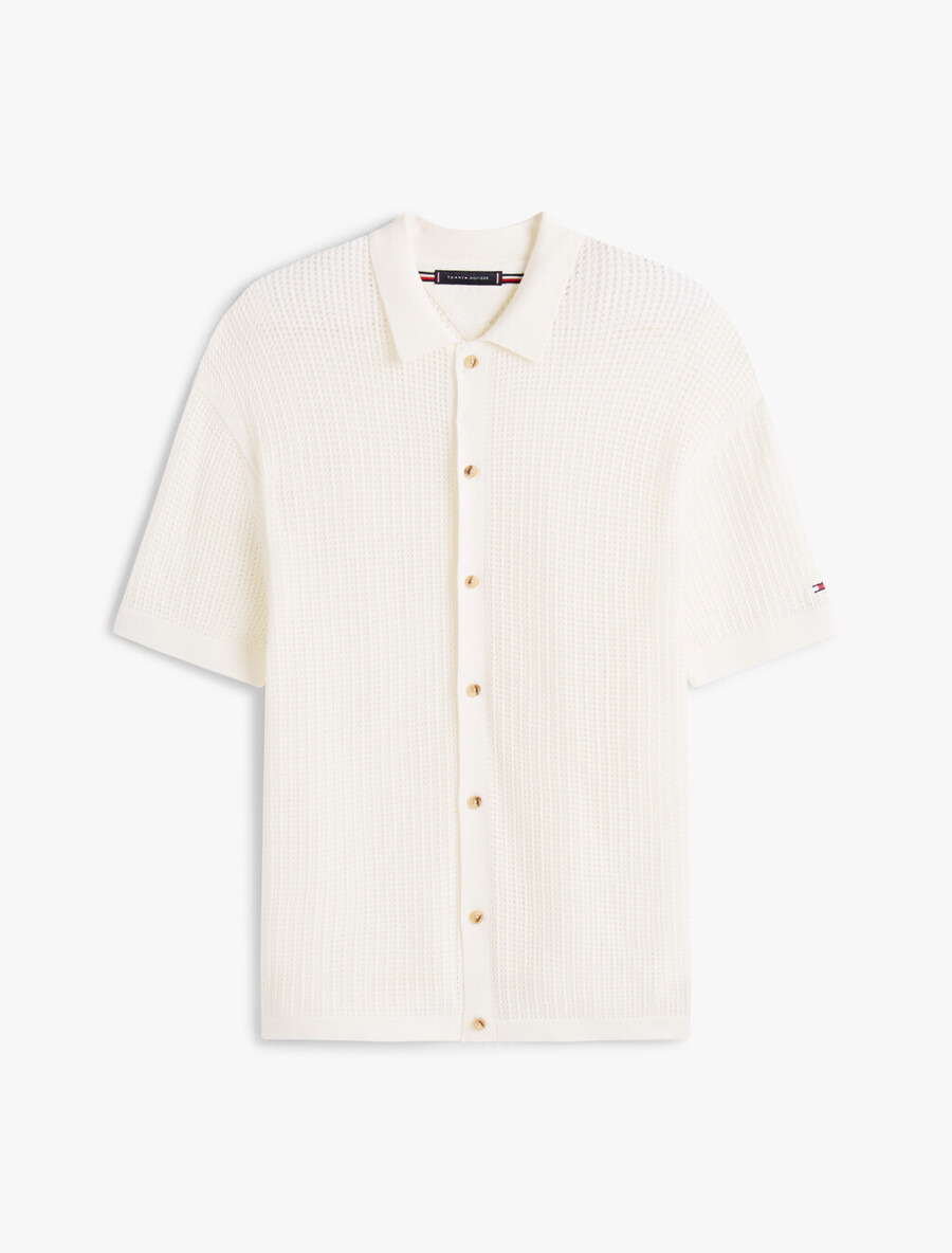 strukturiertes offenes strick-overshirt