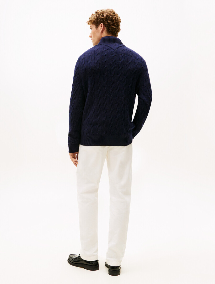pullover mit viertelreißverschluss aus reiner lammwolle