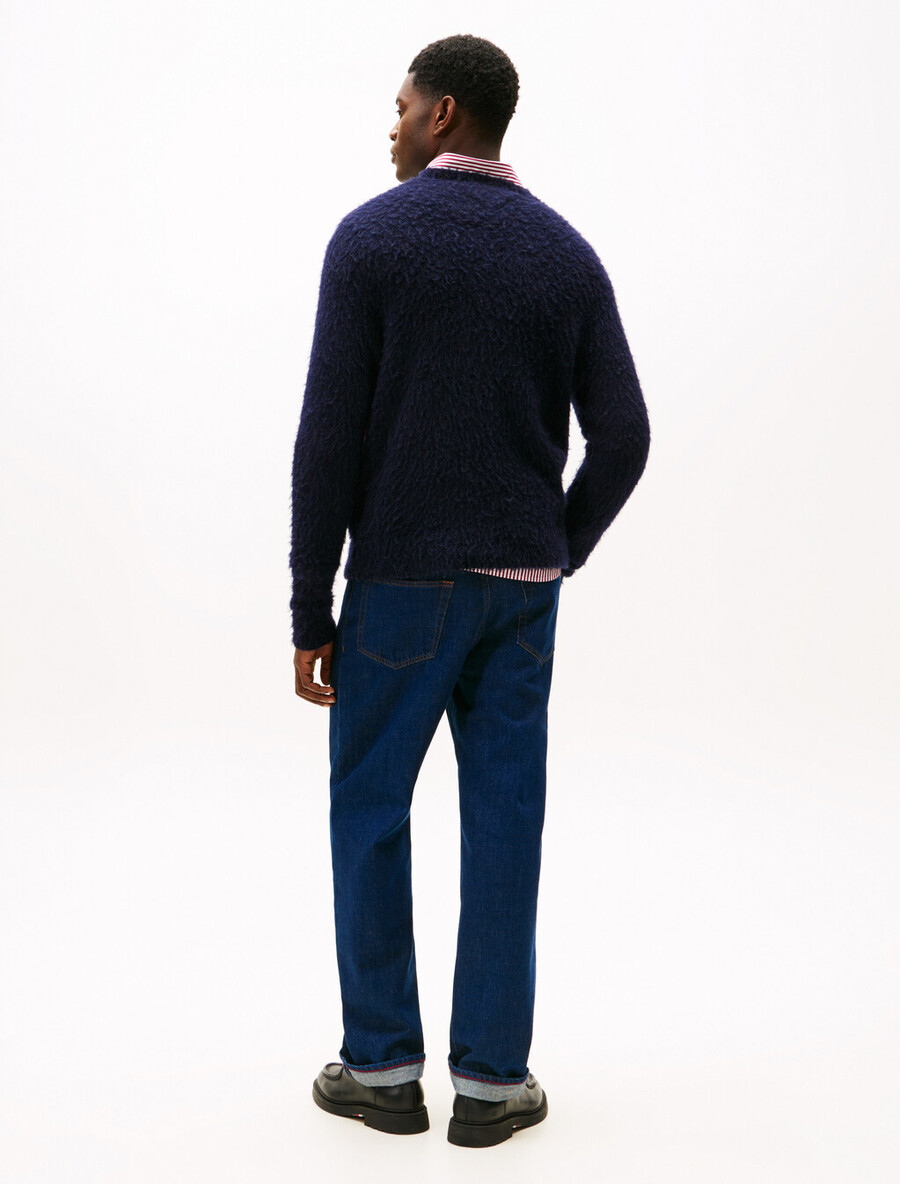 oversized flaggen-pullover lässig geschnitten mit alpaka-futter