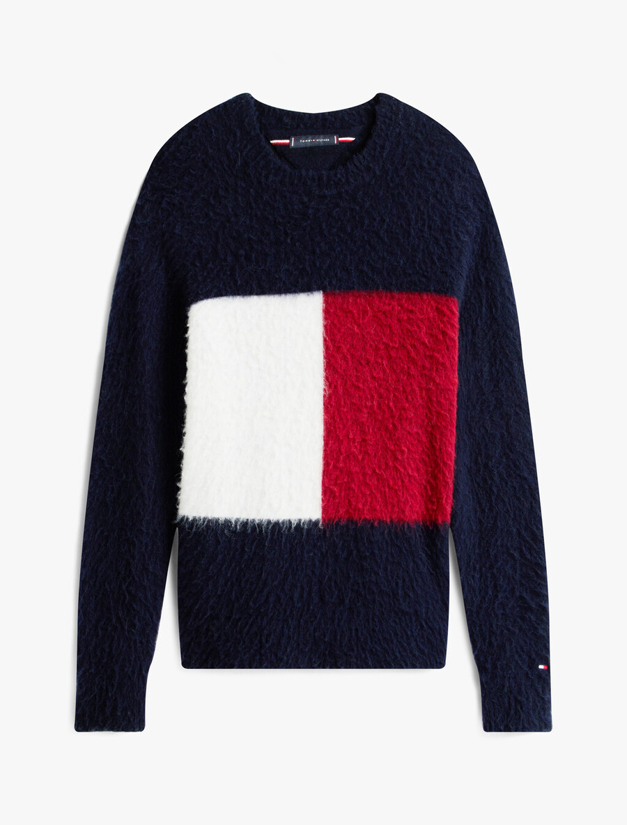 oversized flaggen-pullover lässig geschnitten mit alpaka-futter