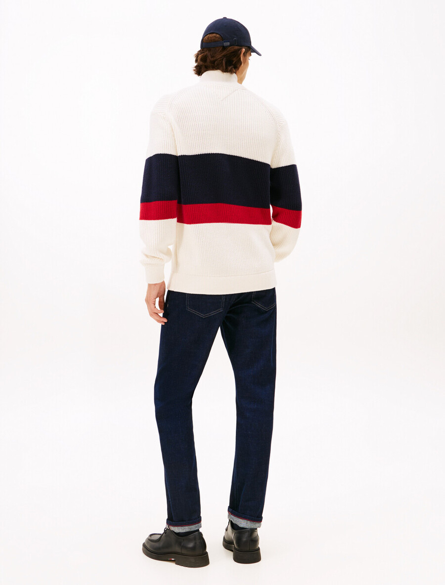 lässiger pullover mit farbblock-design und reißverschluss
