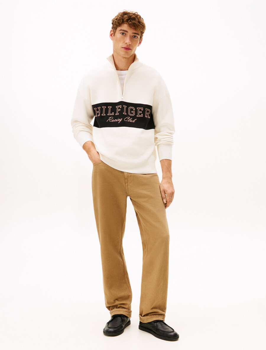 lässiger pullover mit viertelreißverschluss und stehkragen