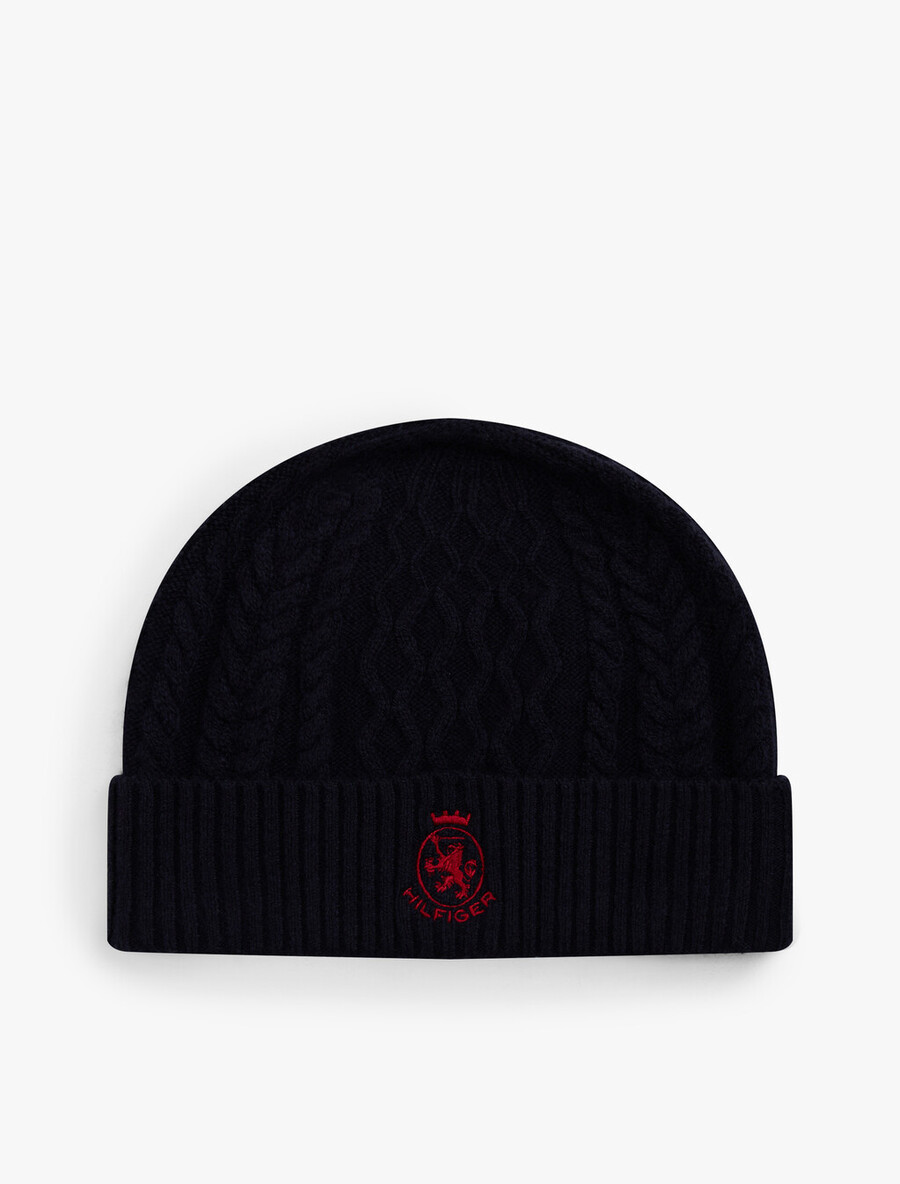 th crest cable knit beanie