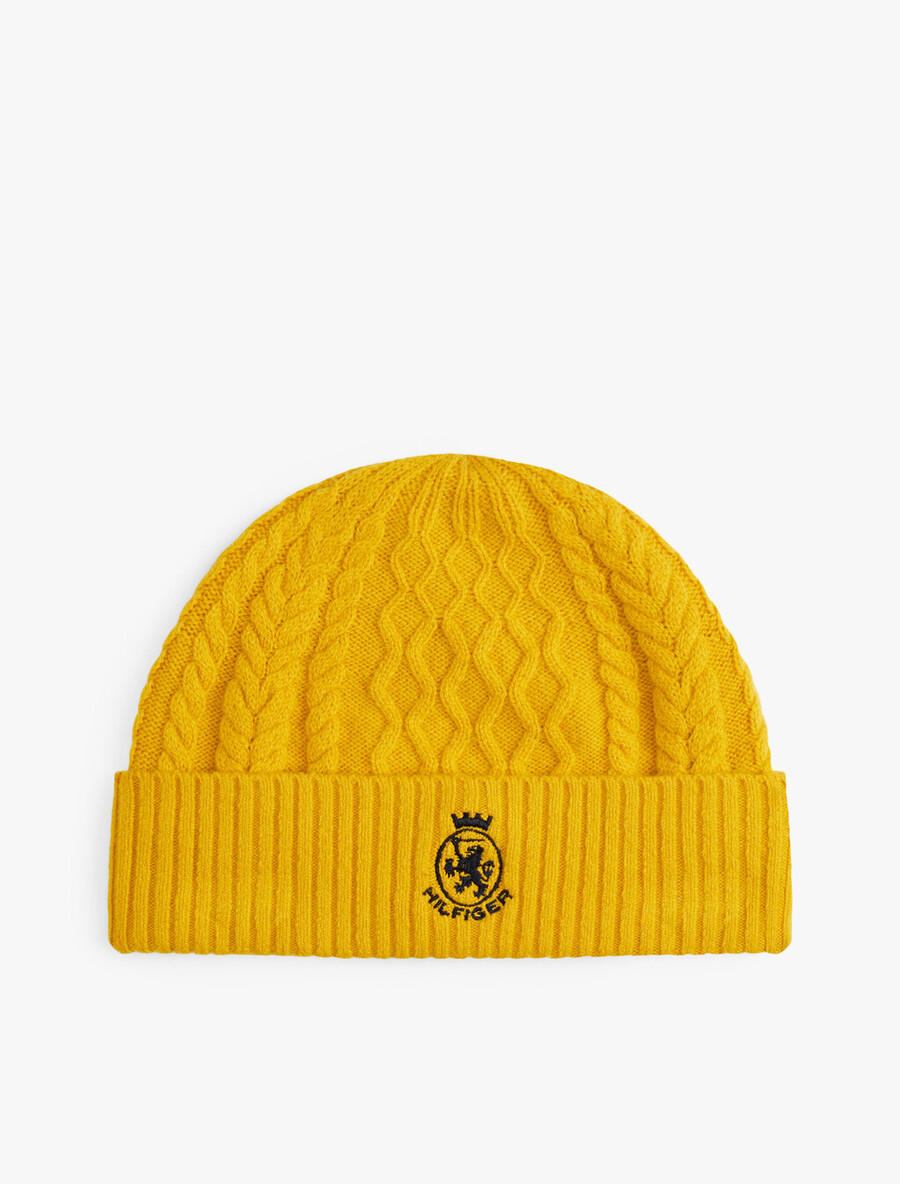 th crest cable knit beanie