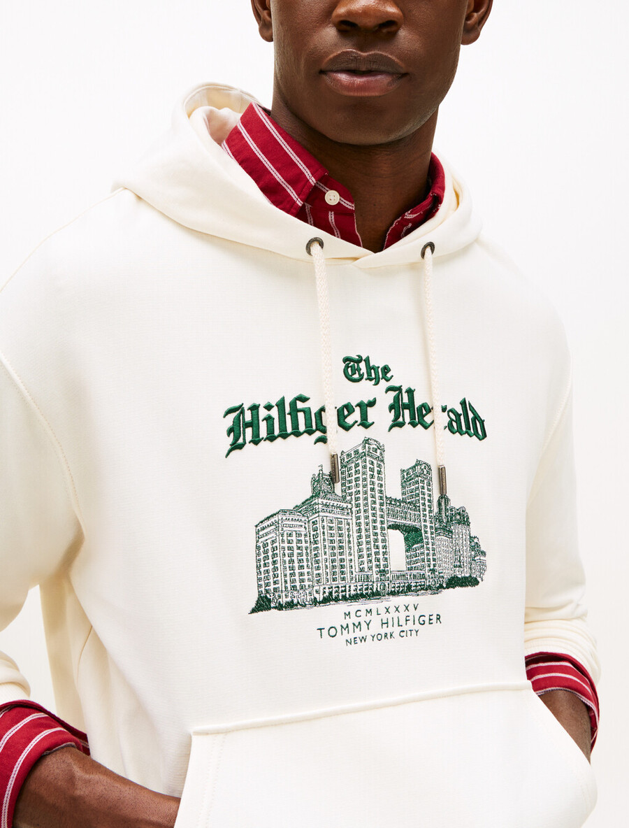 kapuzenpullover mit logostickerei und lockerem verschluss mit kordelzug