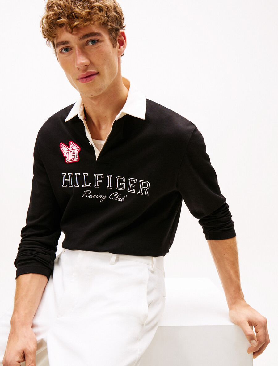 logo-applikation lässiges rugby-poloshirt