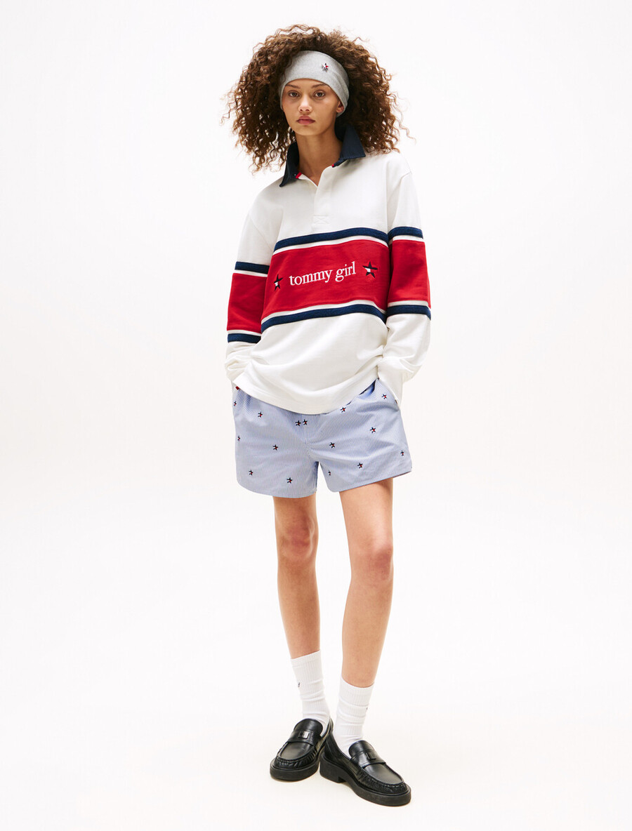 tommy girl loose ithaca shorts mit streifen und sternenstickerei