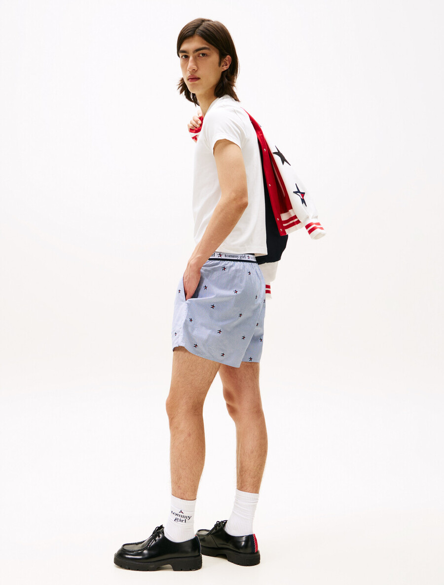 tommy girl loose ithaca shorts mit streifen und sternenstickerei