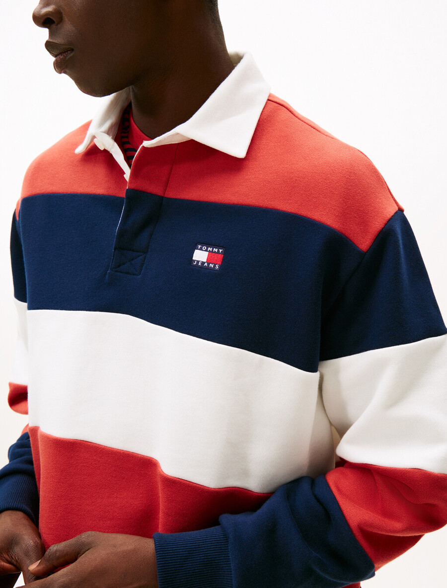 tommy badge stripe relaxed rugby shirt