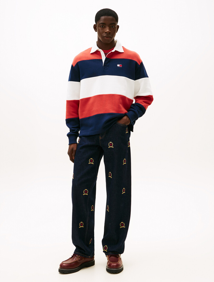 tommy badge stripe relaxed rugby shirt