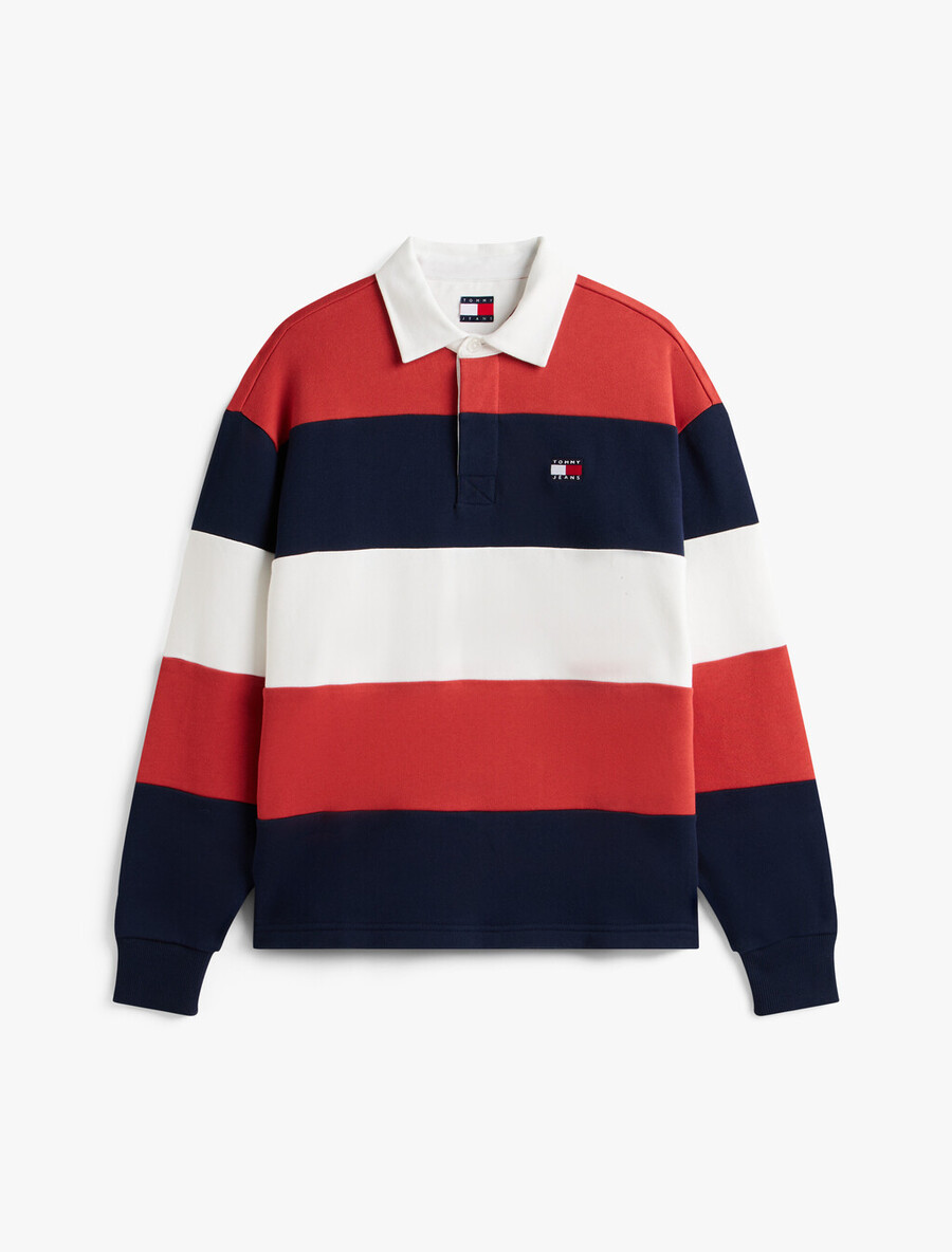 tommy badge stripe relaxed rugby shirt