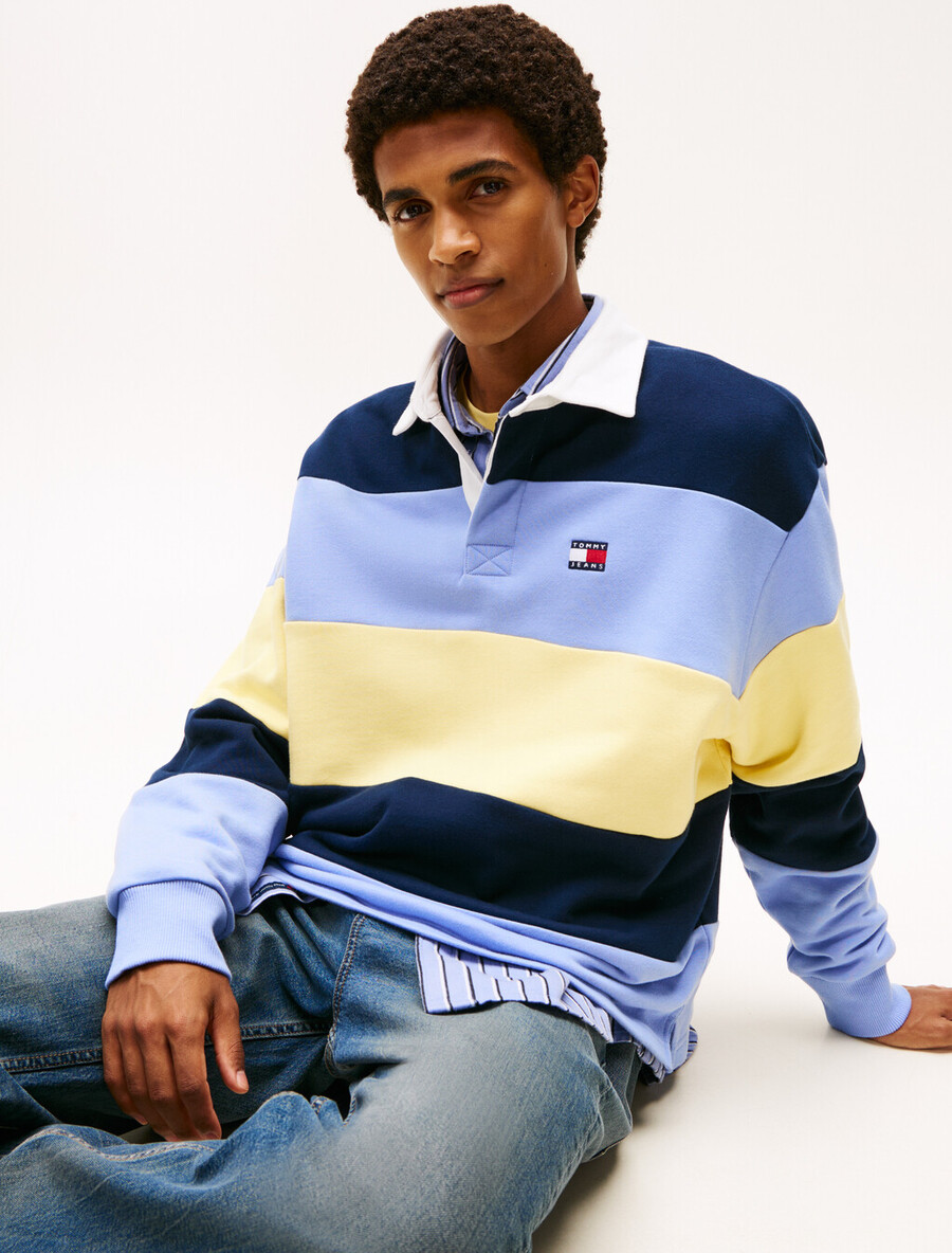 tommy badge stripe relaxed rugby shirt