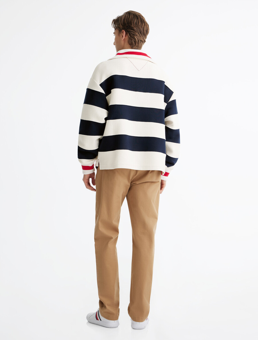 breton stripe half zip rugby shirt