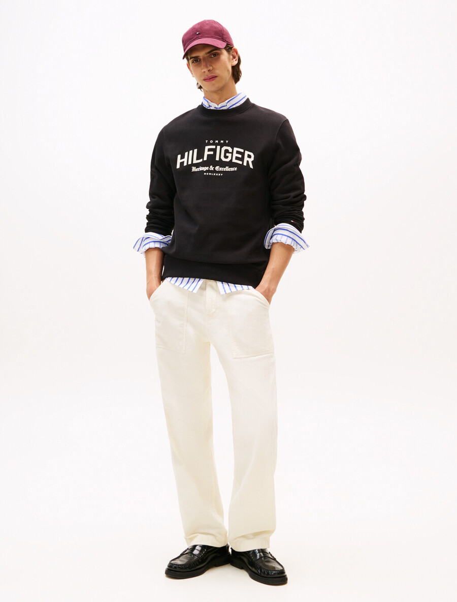 sweatshirt mit arch-logo-logo und rundhalsausschnitt aus frottee