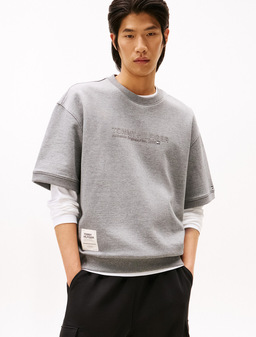 kurzarm-sweatshirt aus schwerem twill
