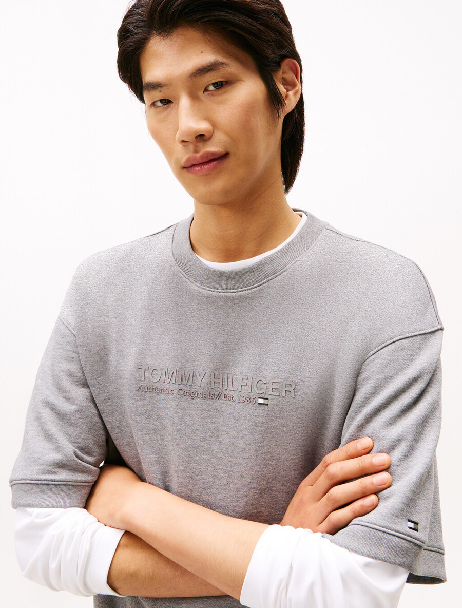 kurzarm-sweatshirt aus schwerem twill