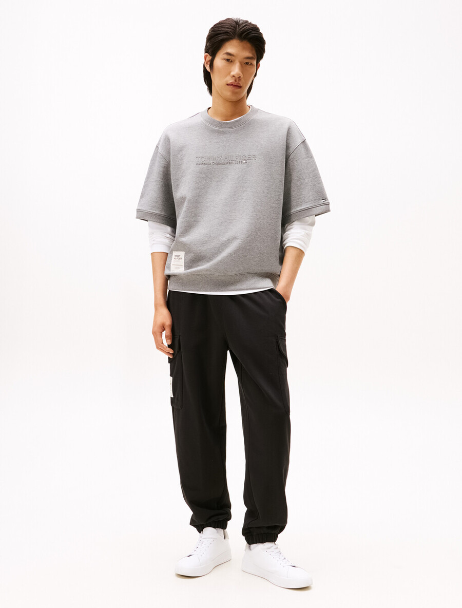 kurzarm-sweatshirt aus schwerem twill